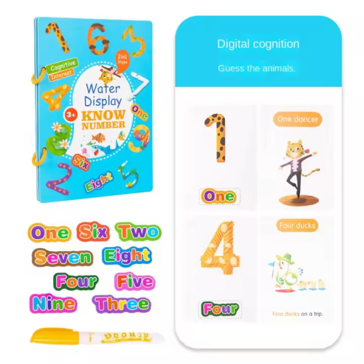 Juguetes para colorear con bolígrafo, juguetes educativos para dibujar con agua, dibujo de dibujos animados Montessori, libro de dibujo reutilizable Montessori para niños - 1