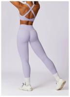Conjunto de Yoga para Mujer en Rosa Traje Deportivo de Gimnasio con Leggings de Cintura Alta y Sujetador Deportivo de Espalda Cruzada Ropa de Yoga para Mujer Material Exterior de Nylon Adecuado para Primavera/Verano - details 15