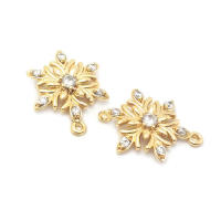 Abalorios de latón y circonita de Color dorado de 18K con 2 agujeros, abalorios de conexión de copos de nieve y flores, accesorios para pendientes para hacer joyas Diy de alta calidad - details 29