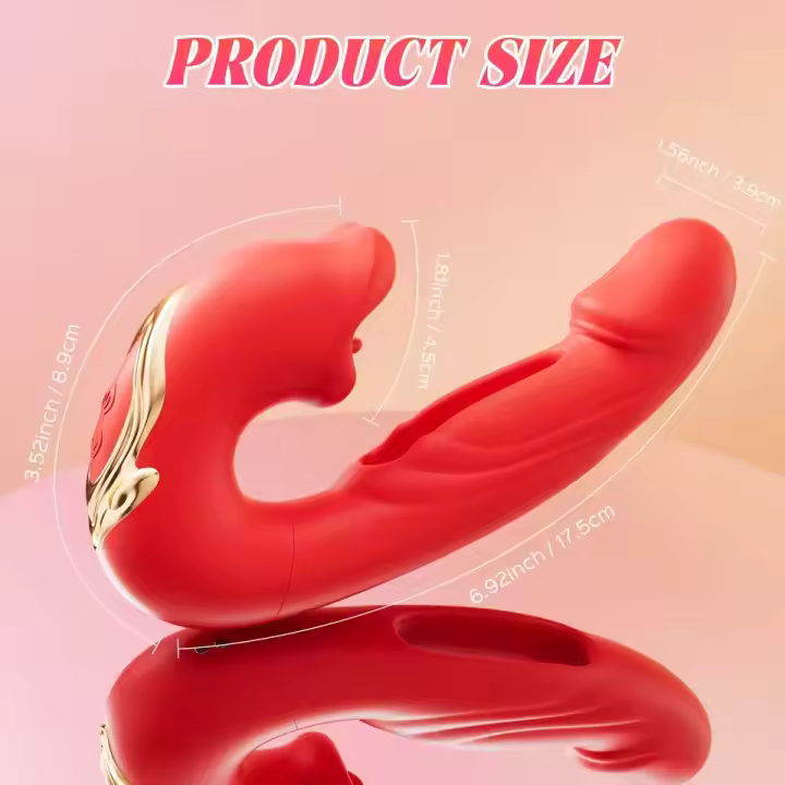 Vibrador de rosa de doble uso para mujer, vibrador para lamer la lengua para mujer, 2 en 1, punto G, pezón, estimulador de clítoris, consolador, masajeador, masturbador, juguete sexual femenino para adultos, vibrador de empuje, juguetes sexuales, modos de - 1