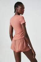 Conjunto deportivo de dos piezas para mujer, ropa deportiva corta de Color liso, transpirable, secado rápido, traje para correr - details 17