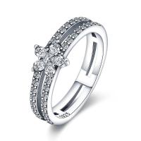 Anillo de Plata de Ley 925 para mujer, circonita cúbica, estrella, Luna, flor, joyería de boda, regalos - details 0