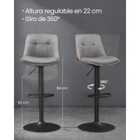 Juego de 2 Taburetes de Bar Sillas Altas Giratorias Regulables en Altura Acolchado PU - details 38