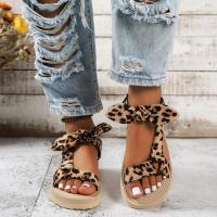 Sandalias Platas Deportivas de Estampado de Leopardo Zapatos de Tela con Lazo para Mujeres - details 3