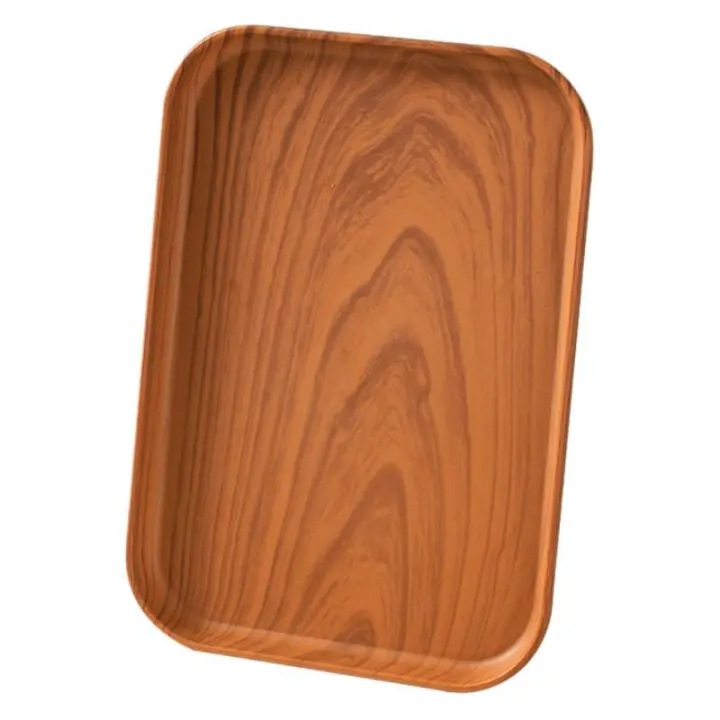 Platos Rectangulares de Grano de Madera Plástica Estilo Nórdico Ligero para Hogar - 1