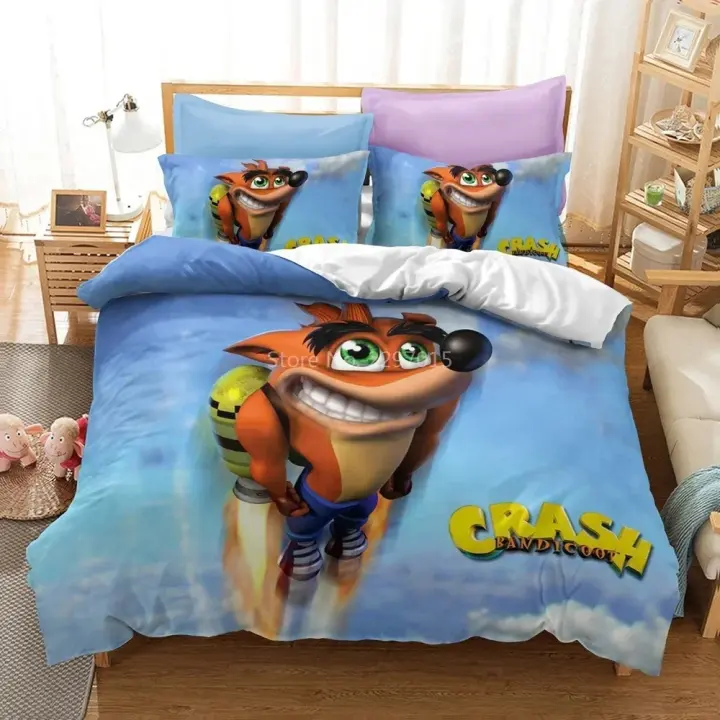 Juego de Ropa de Cama de Dibujos Animados 3D de Bandicoot Funda de Edredón, Funda de Almohada, Juego de Ropa de Cama para Tamaño Twin, Full, King - 1