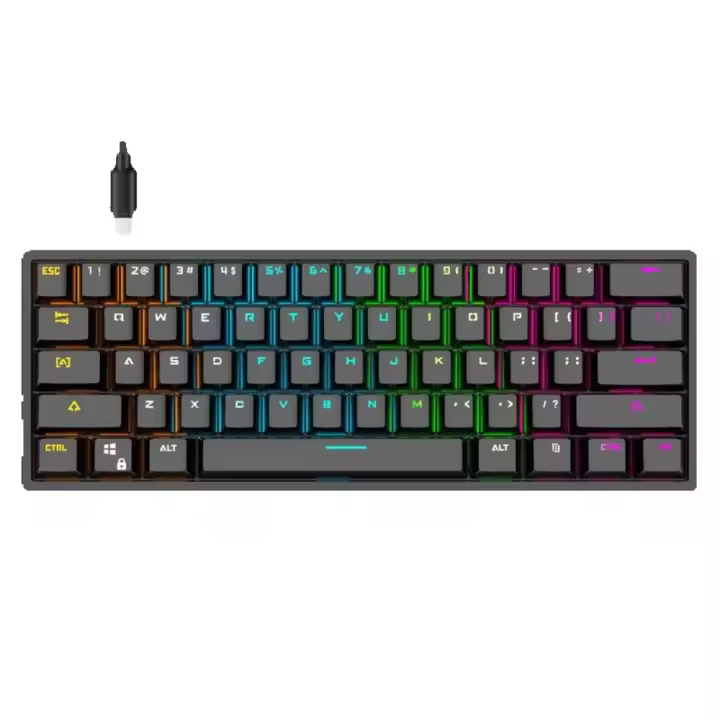 Teclado Mecánico para Juegos Inalámbrico con Bluetooth/2.4G/USB 60% Teclas PBT Intercambiables en Caliente RGB Para Jugadores de PC con Windows - 1