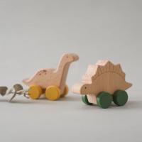Juguete educativo Montessori para bebé, juguete de madera de haya, bloque de dinosaurio de dibujos animados, coche, juego de - details 7