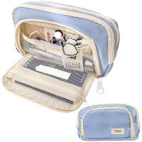 Estuche de Lápices de Triple Capa Grande Bolsa de Pluma de Oficina Escolar para Adolescentes - details 0