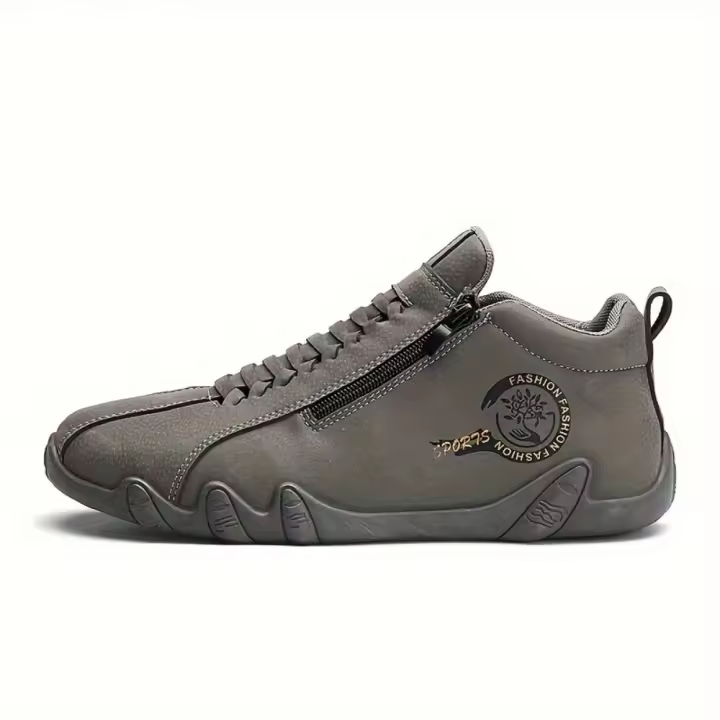Zapatillas Deportivas Casuales para Hombres Top Media con Cremallera y Cordones, Forro de Tela Transpirable, Suela de PVC Duradera para Correr, Senderismo y Uso Diario - 1