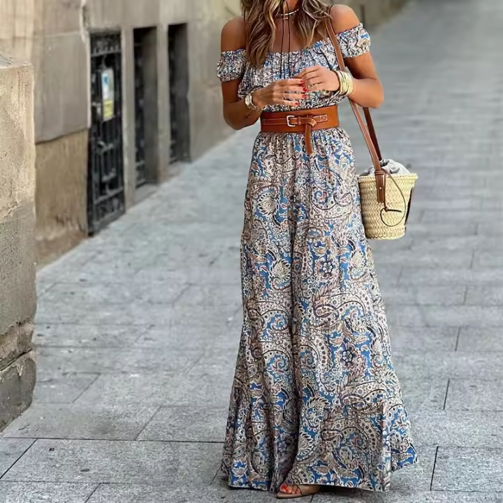 Vestido bohemio para mujer, vestidos estampados de verano - 1