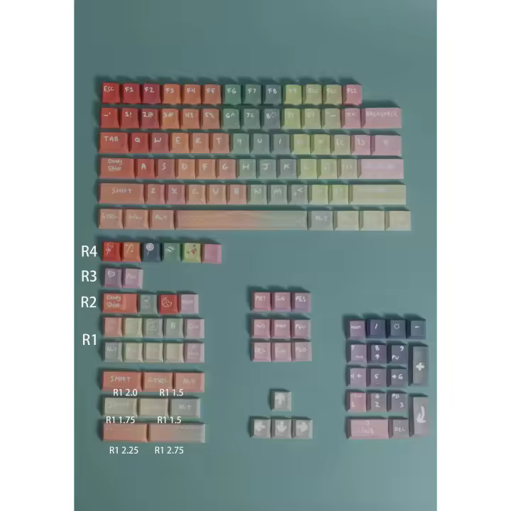 Arco iris colorido Original altura de fábrica sublimación de cinco lados teclado Nical Keycap 134 teclas pequeño juego completo - 1
