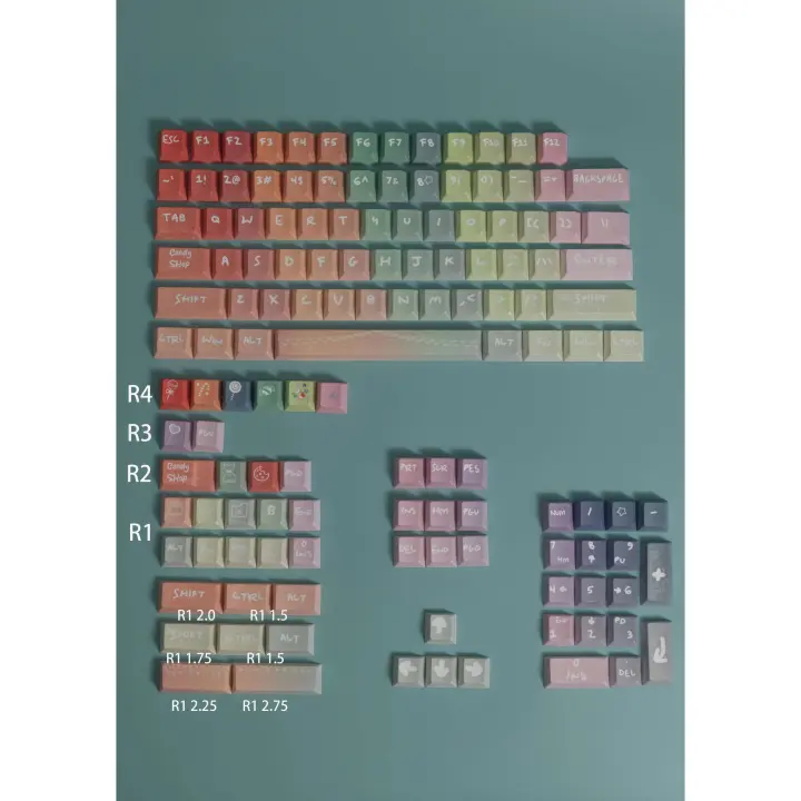 Arco iris colorido Original altura de fábrica sublimación de cinco lados teclado Nical Keycap 134 teclas pequeño juego completo - 1
