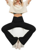 Leggings acampanados Crossover Pantalones de yoga para mujer Control de barriga Pantalones de pierna ancha de cintura alta - details 5