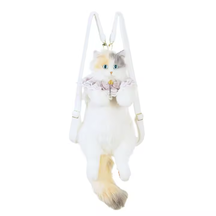 Mochila de gato de tres flores, mochila de simulación, muñeco de peluche, muñeca linda, juguete, regalo de cumpleaños - 1