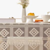 Mantel de crochet verde retro, funda de tela hueca, ENCE para el hogar, decoración de mantel de mesa de comedor - details 3