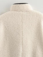 TRAFZA-chaquetas cálidas para mujer, abrigos gruesos de manga larga con cuello redondo, de una sola botonadura, a la moda, para invierno, 2024 - details 5