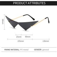 Gafas de sol con forma triangular para mujer, lentes sin montura, transparentes, Vintage, a la moda, una pieza - details 1
