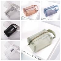 Bolsa De Cosméticos Con Manija De Malla Transparente Bolsa De Viaje Para Maquillaje Portátil Y Organizador De Almacenamiento - details 1