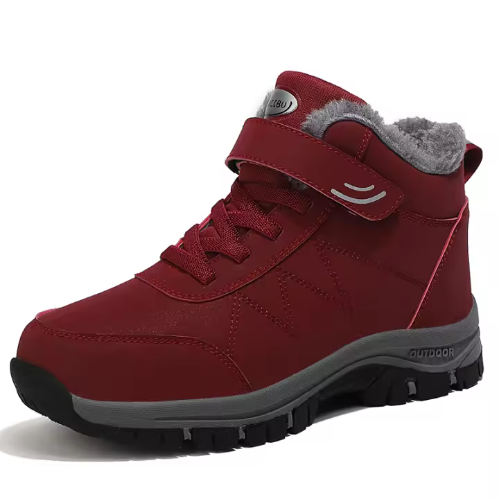 Zapatos de senderismo de cuero impermeables para mujer, botines cómodos de felpa antideslizantes para exteriores, Botas de senderismo cálidas para la nieve, Invierno - 1