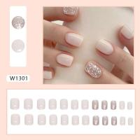 24 uñas postizas cuadradas de color morado francés blanco puro, juego completo, puntas de uñas removibles, venta al por mayor - details 3