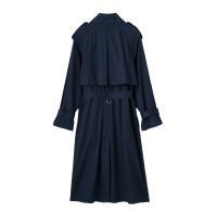 TRAFZA-Chaqueta larga de temperamento Retro para mujer, cortavientos elegante con cinturón, abrigo suelto de doble botonadura, moda de otoño - details 2