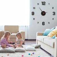 Reloj de pared silencioso DIY 3D de gran tamaño, negro/dorado/plateado, reloj adhesivo de pared moderno y sencillo sin perforaciones - details 7