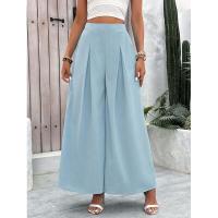 Pantalones Haruku clásicos de verano de pierna ancha sueltos con cintura elástica azul para mujer - details 2