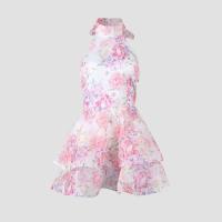 Mini vestido elegante con estampado ral, Espalda descubierta, sin mangas, dobladillo, Vestidos apilables, Vestidos dulces A e, ropa de fiesta para mujer nueva 2025 - details 2