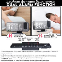 Reloj Digital LED para mesa, despertador electrónico de escritorio, Radio FM, proyector de tiempo, función de repetición, alarma - details 2