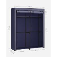 Armario de Tela Portátil Barras para Colgar, Perchero, Plegable, Guardarropa para Dormitorio, Estudio 140 x 43 x 174 cm, Gris RYG02GY - details 11