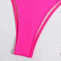 Bikini de mujer marrón sexy, camisola roja lisa, lazo lateral de sujetador reforzado, traje de baño triangular, cordones de verano, 2025 - details 3