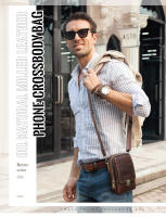 Bolso de Bandolera Casual para Hombres CONTACT'S de Cuero Genuino con Bolsillo para Teléfono Bolso de Cintura para Viajes Material de Lining Poliéster Tamaño Pequeño Estilo de Moda con Rayas - details 0