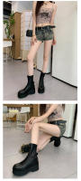 Botas Elásticas De Mujer, Botas Redondas De Moda De Suela Gruesa - details 7