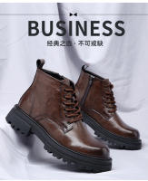 Nuevas botas de cuero de algodón. Botas cortas de locomotora interior de suela gruesa de estilo británico fino. - details 6