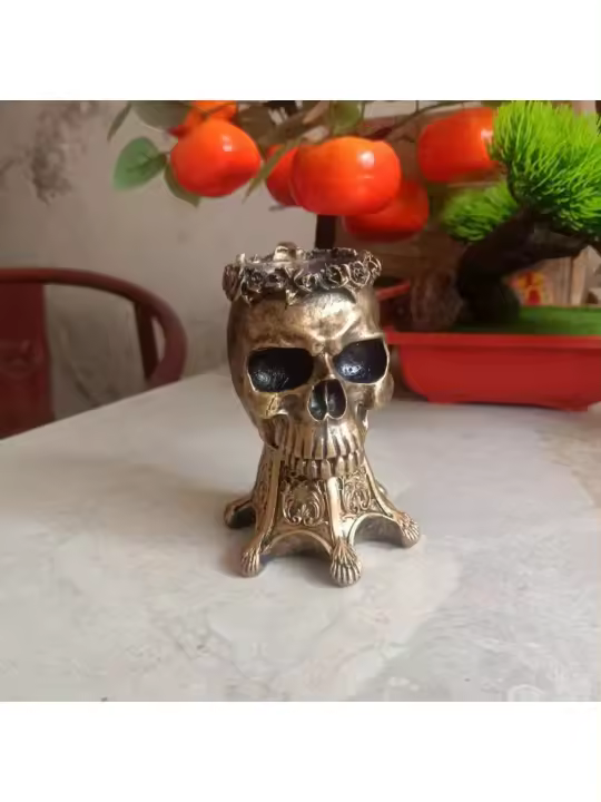 Cráneo de Halloween Popular, escultura de resina para decoración del hogar, maceta de flores, adorno para vacaciones - 1
