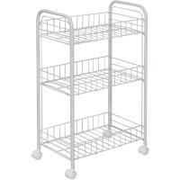 Servicio de cocina, almacenamiento, 2 estantes, 1 cesta de almacenamiento, con ruedas, cocina, sala de estar - Kitchen Wagon CW-005 - Marrón - details 23