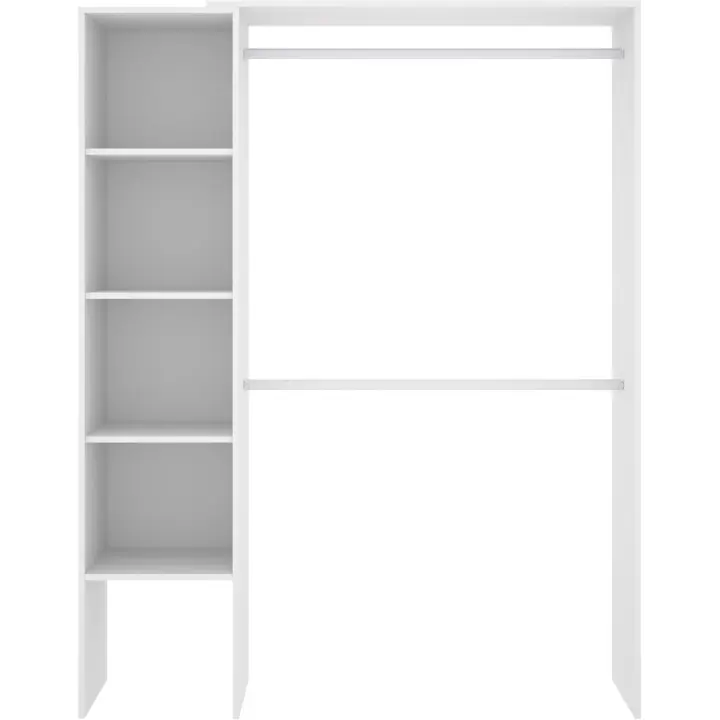 Armario Vestidor Abierto con cuatro estantes - Blanco - 187x140/110x40 cm - 1