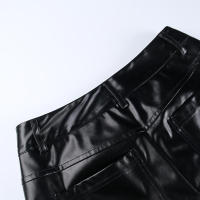 Pantalones cortos de mujer, sexy, suela elástica de PU con cintura alta para invierno - details 13