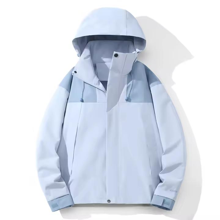 LNGXO Chaqueta Impermeable de Fibra de Poliéster 100% con Cierre de Cremallera y Parche de Moda - 1