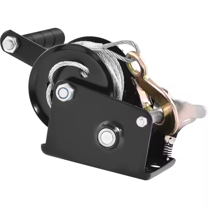 SucceBuy Cabrestante manual, capacidad de tracción de 800 libras, cabrestante para remolque de barco de alta resistencia con cable de acero de 33 pies, trinquete bidireccional, manivela manual - 1