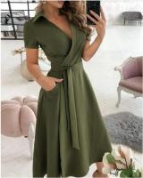 Elegante Vestido de Verano sin Mangas Cuello Abultado, Cinturón, Vestido Largo para Fiesta - details 3