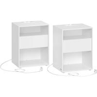 Ultrarrápido sin Herramientas Toolless, , Mesita de Noche, Mesa Auxiliar con Función de Carga, con Cajón, Moderna, para Dormitorio, Sala de Estar, Blanco Mate LET776W01 - details 6