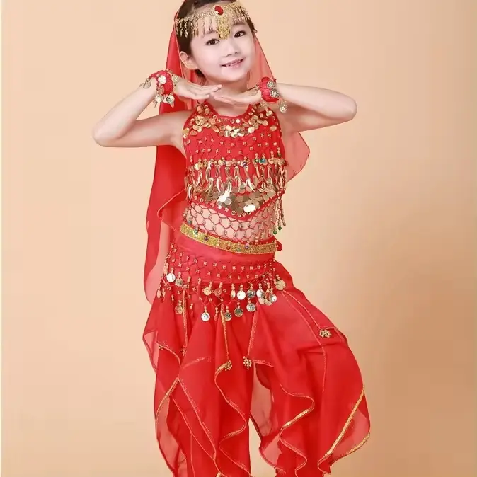 Ropa de danza India para niños y niñas, ropa para actuaciones de danza del vientre, ropa para bailar, traje de baile para branquias - 1