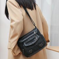 Bolso cruzado de piel sintética para mujer, Vintage con múltiples bolsillos bolso de hombro, decoración de corazón - details 7