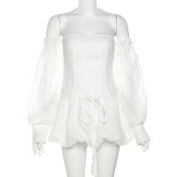 Manga corta retro con cuello redondo para mujer, nueva - details 13