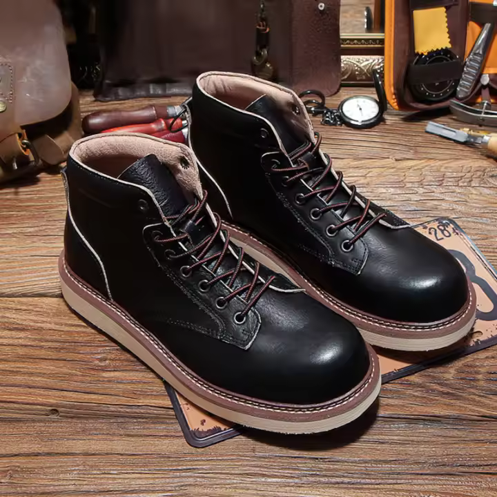 Zapatos de piel de vaca pura de alta gama de cuero genuino zapatos altos de piel de vaca de primera capa. - 1