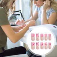 Uñas postizas desnudas con estampado de estrellas rosas, material seguro de larga duración, impermeable, salón de uñas para mujeres y niñas - details 1