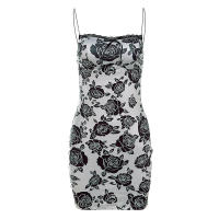BUNO-Mini Vestido de satén con estampado de flores Nibber, encaje recortado para mujer, impresionante estética, elegante, sin mangas, vestidos de noche, Vestido femenino - details 10