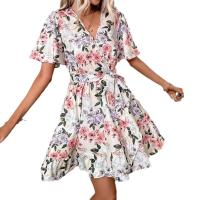 vestido con cuello en v para mujer vestidos estampados casuales - details 4